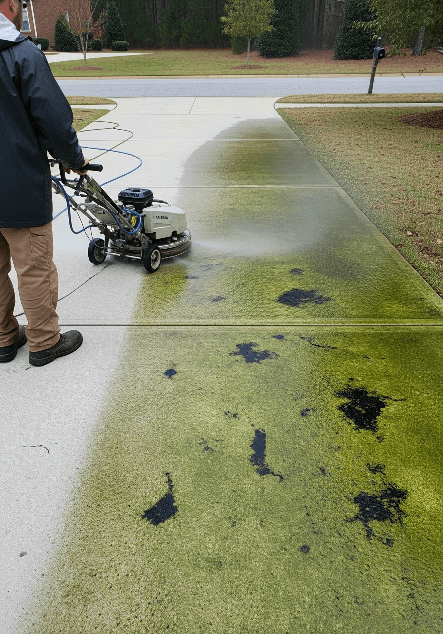 Driveway pressure wash - stains lifted